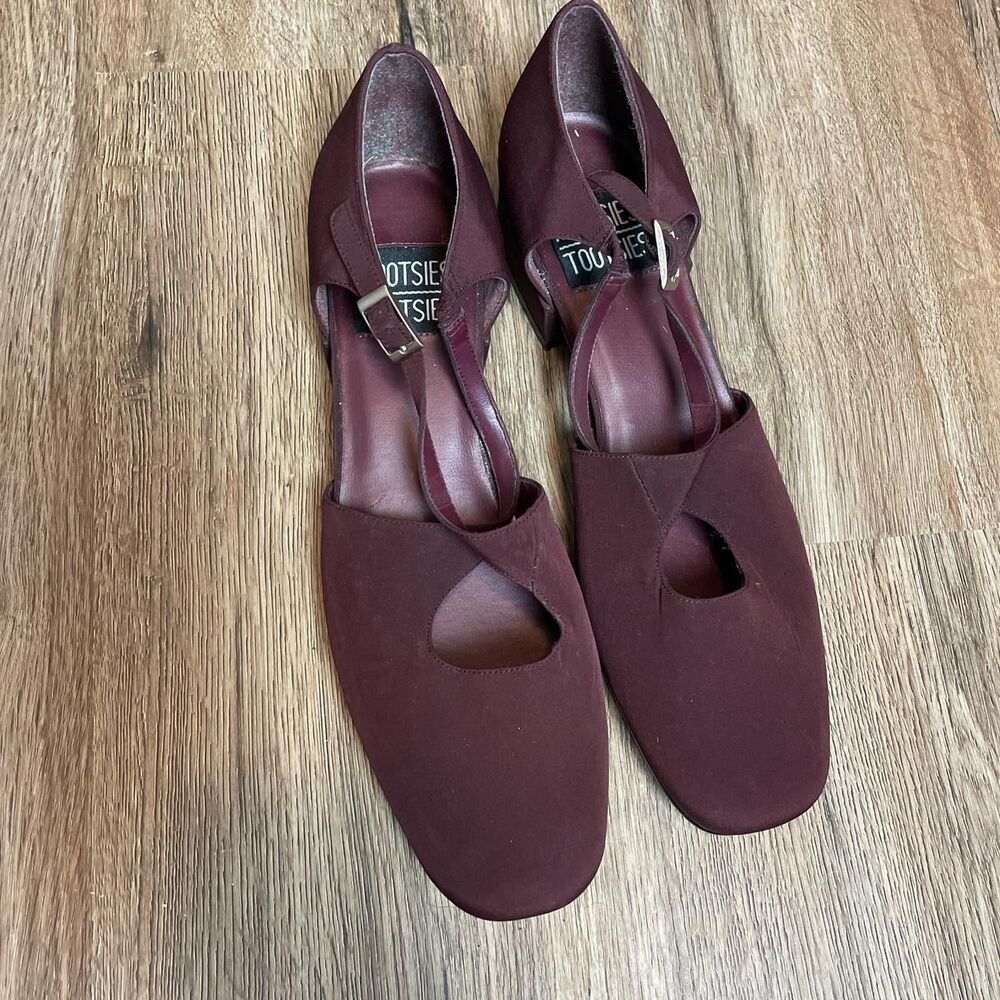 mootsies tootsies plum purple crossover kitten heel flats size 8 - Picture 2 of 6